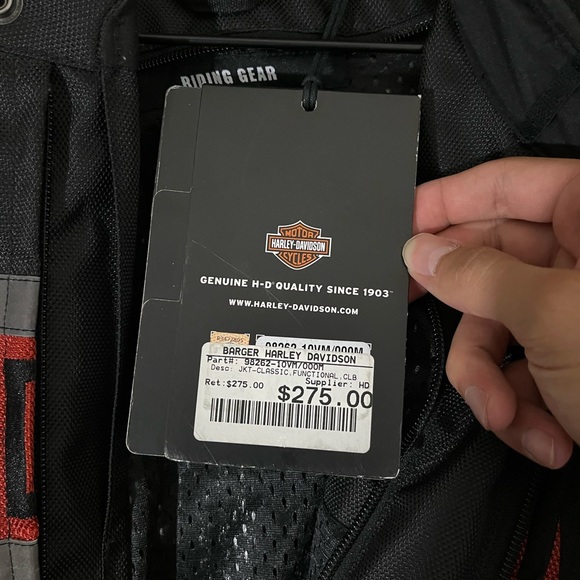 Mens Harley Davidson Riding Jacket Orange Black size Medium Motorcycles Bikers - Picture 15 of 16